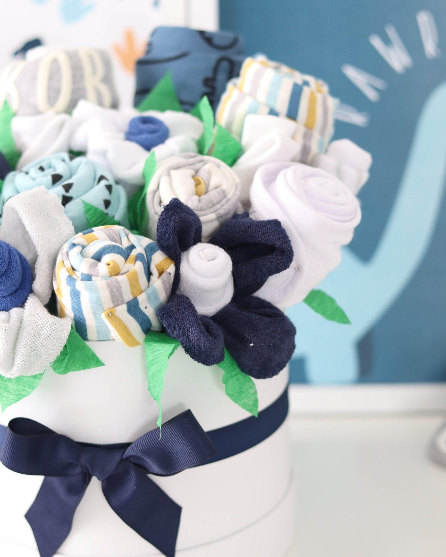 Dinosaur Blues Baby Gift Box Bouquet Collection - Baby Blossom Company