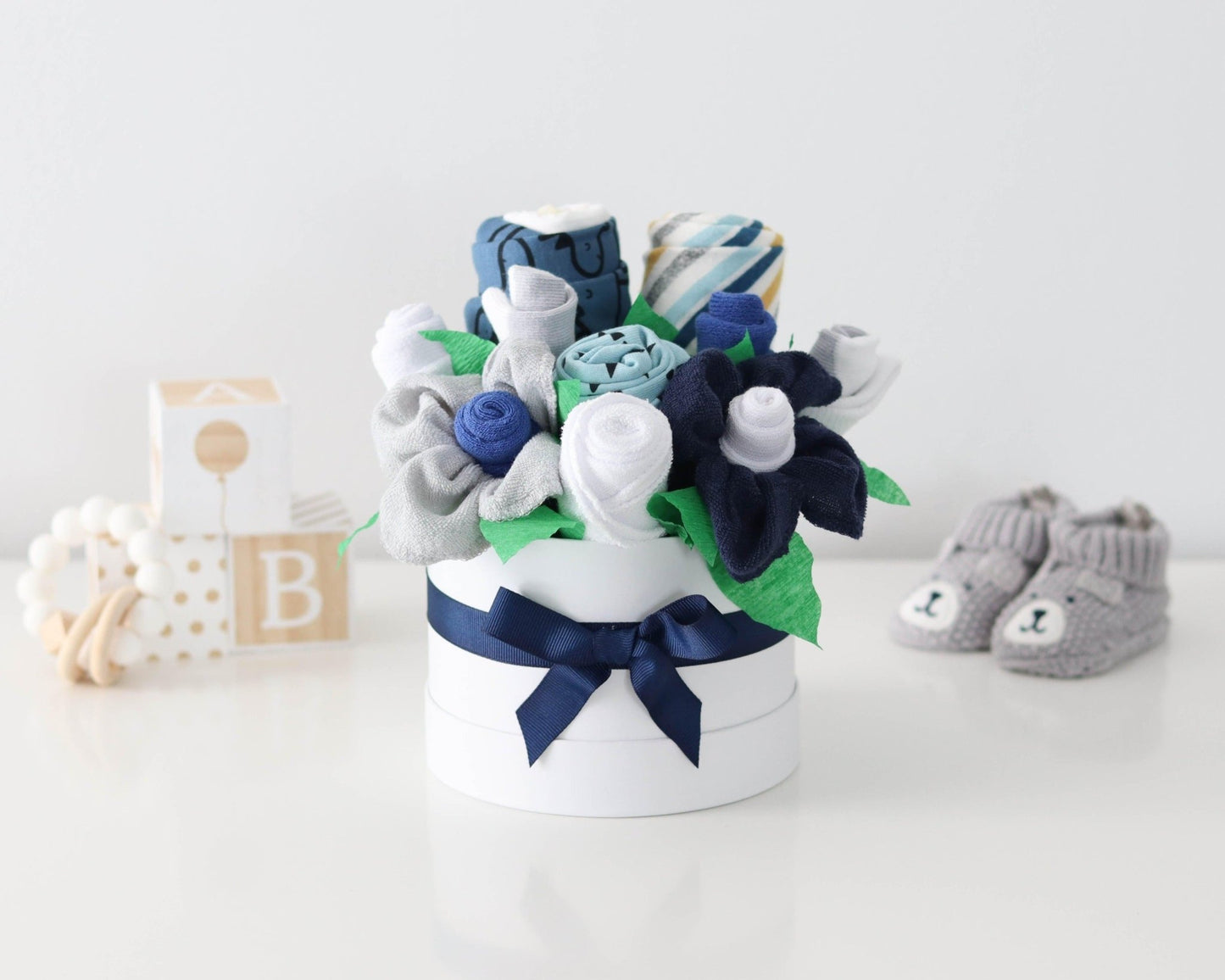 Dinosaur Blues Baby Gift Box Bouquet Collection - Baby Blossom Company