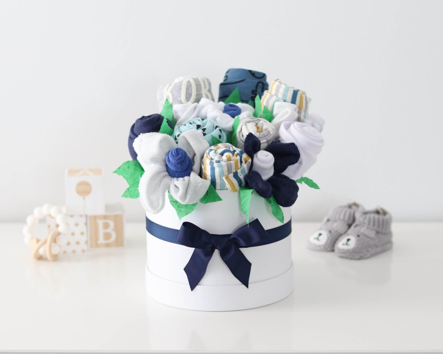 Dinosaur Blues Baby Gift Box Bouquet Collection - Baby Blossom Company