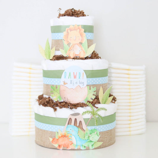 Dinosaur Diaper Cake - Baby Blossom Company