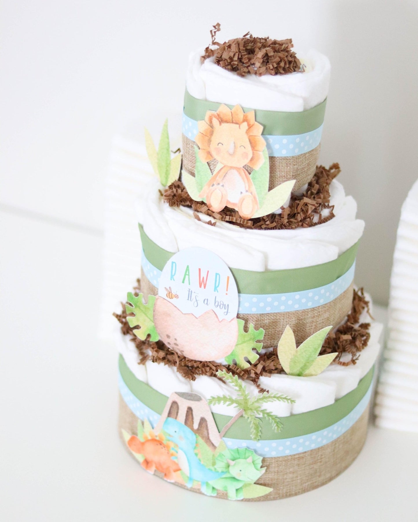 Dinosaur Diaper Cake - Baby Blossom Company