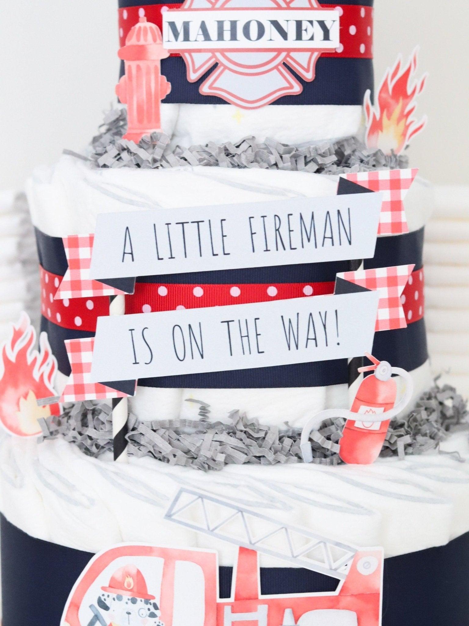 Fire Truck Diaper Cake - Baby Blossom Company