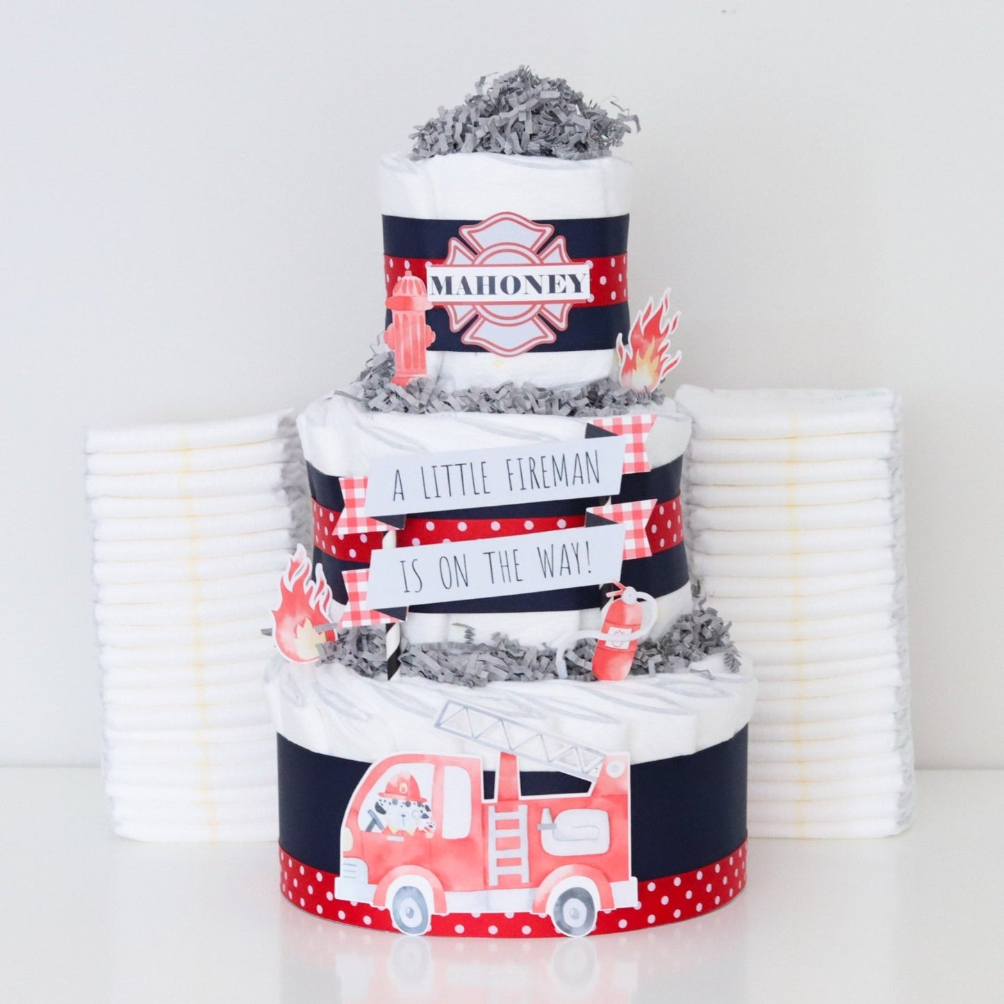 Fire Truck Diaper Cake - Baby Blossom Company