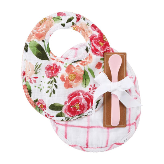 Floral Muslin Bibs & Spoon Set - Baby Blossom Company
