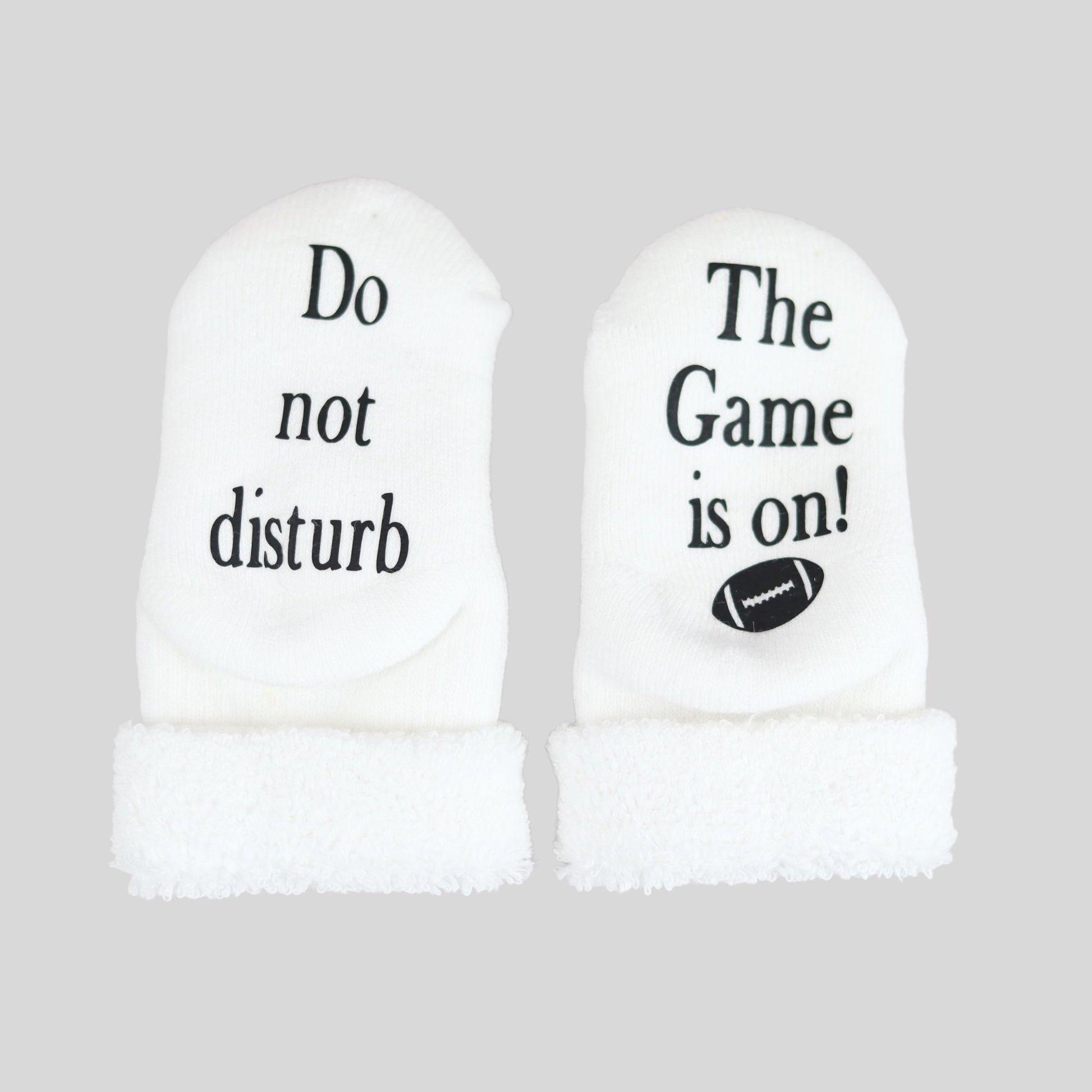 do not disturb the game is on funny football baby socks