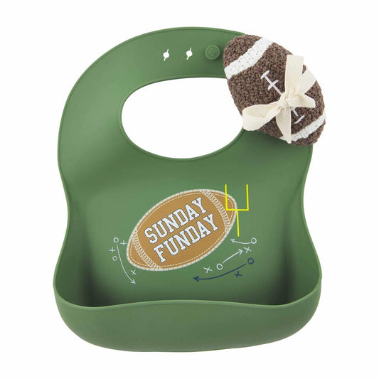 Football Silicone Bib & Rattle Set - Baby Blossom Company