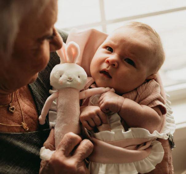 Friendly Chime Rattle - Pink Bunny - Baby Blossom Company