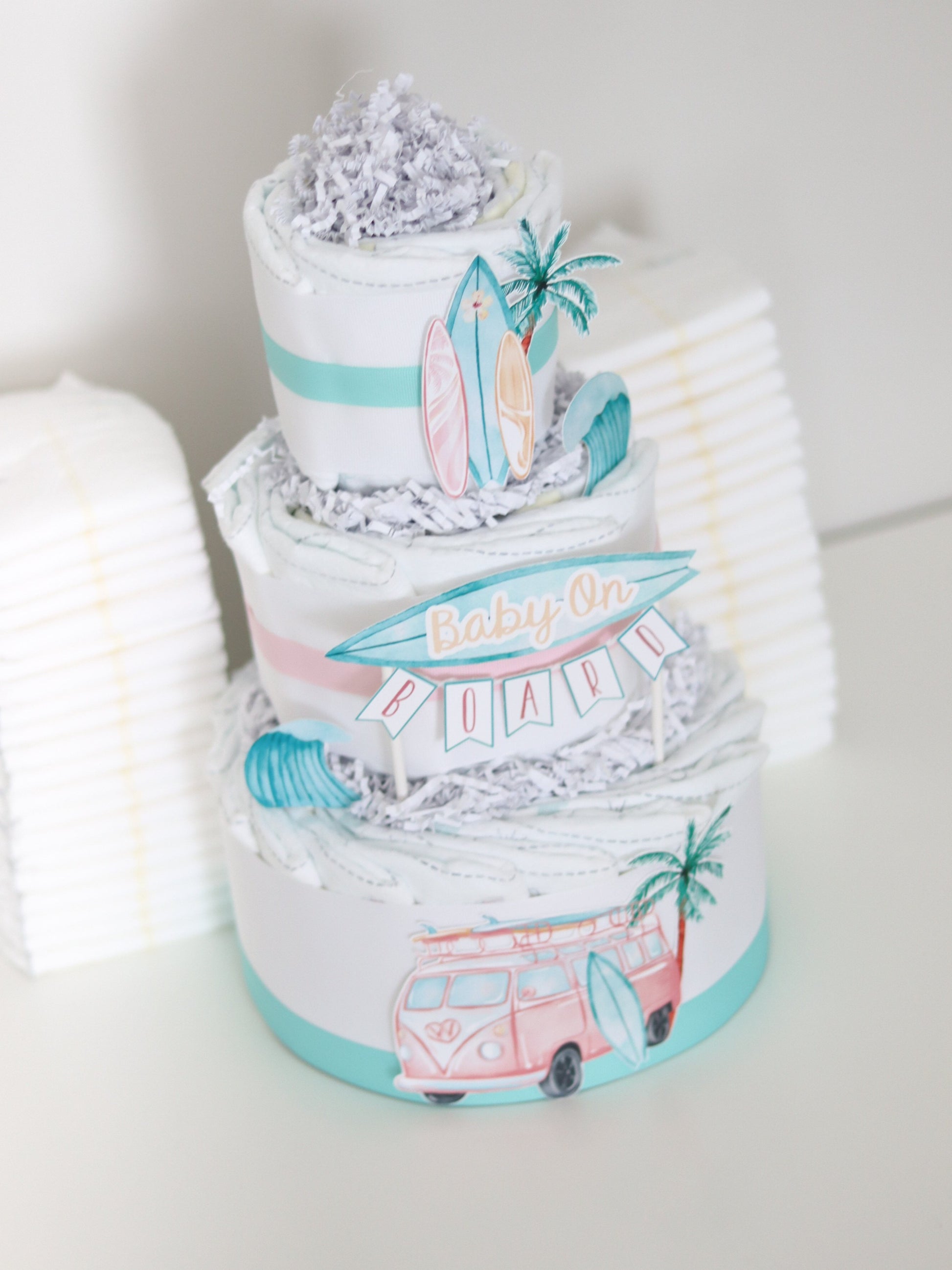 baby on board diaper cake decoration girl