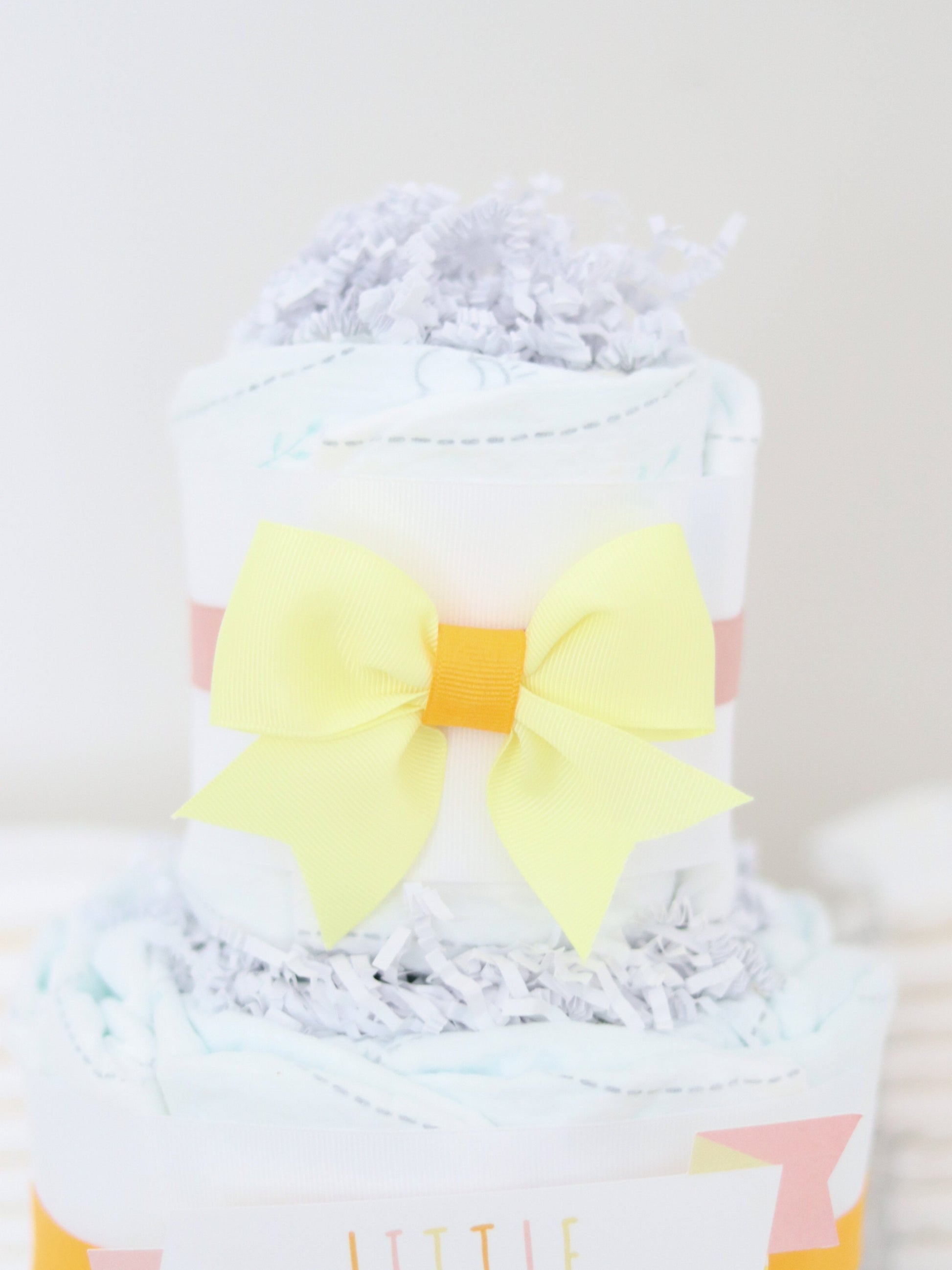 girl sunshine diaper cake bow