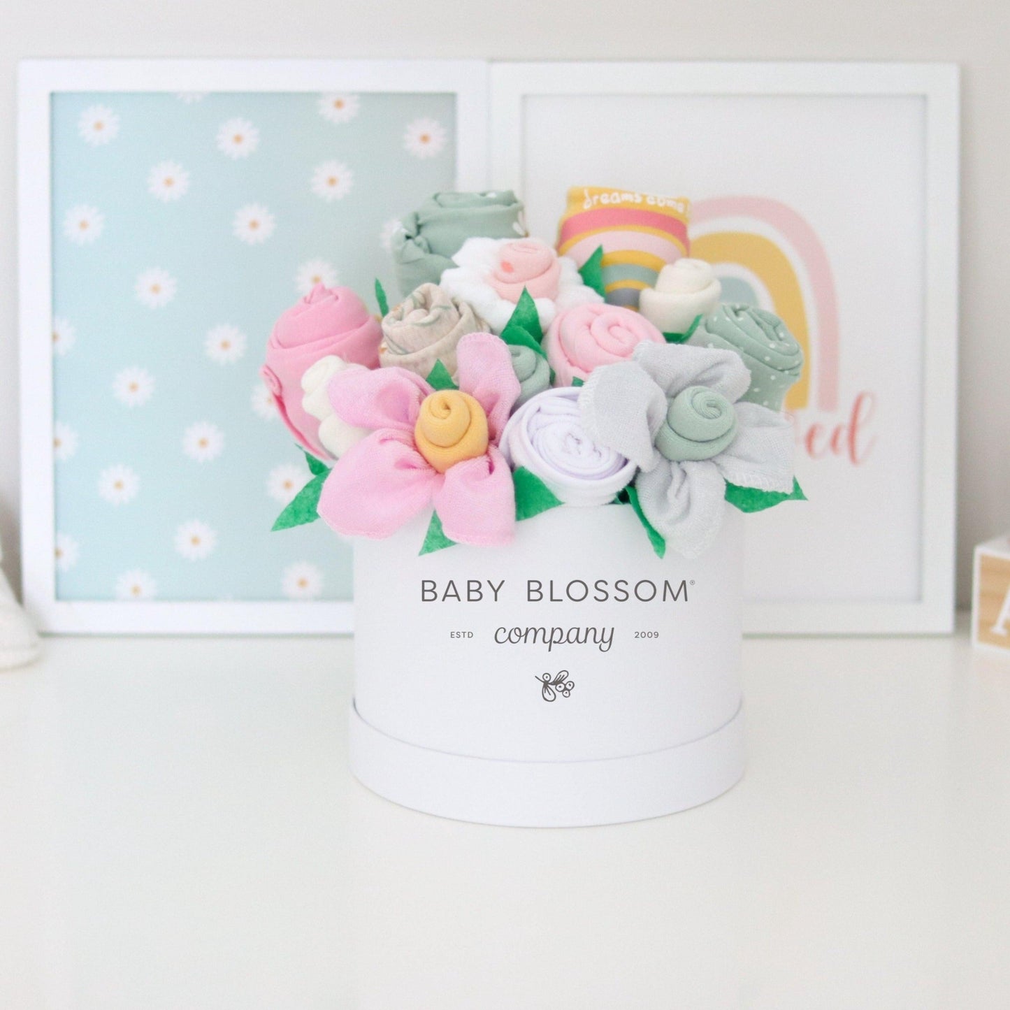 Golden Floral Baby Gift Box Bouquet Collection - Baby Blossom Company