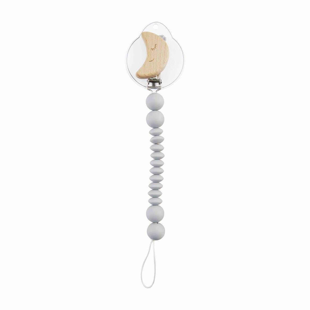 Gray Moon Pacifier Clip - Baby Blossom Company