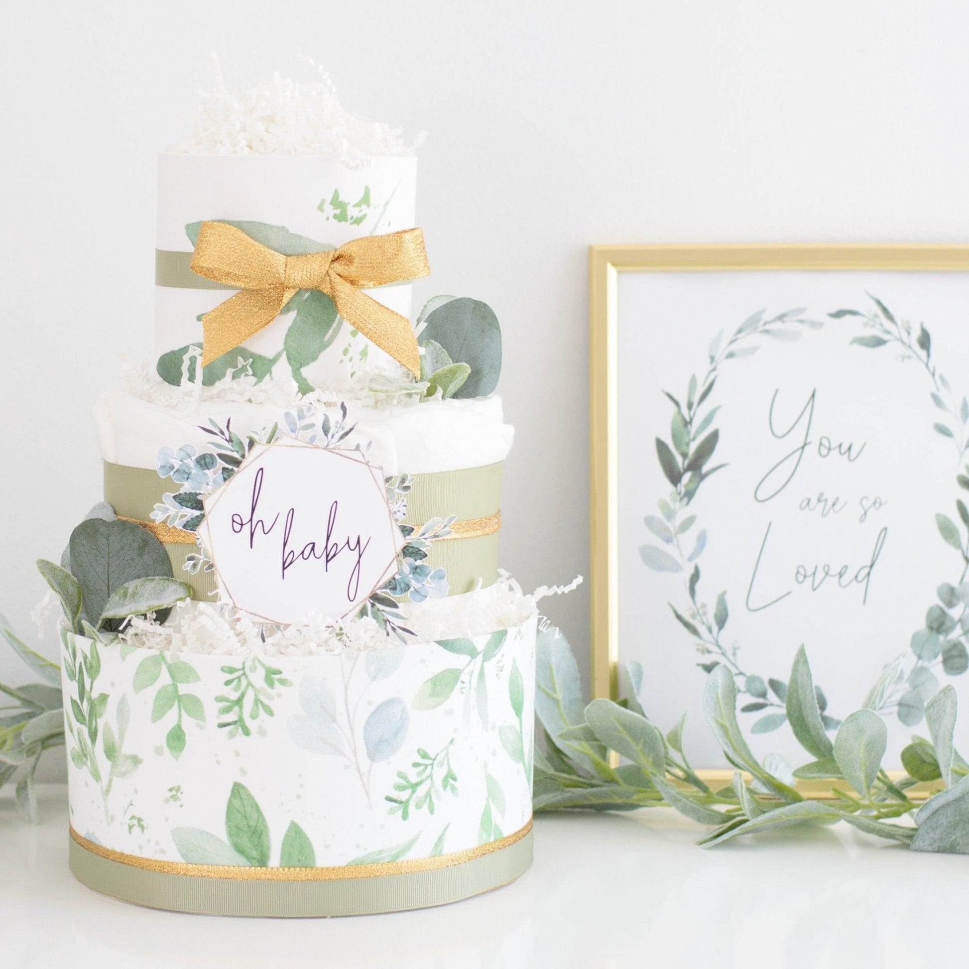 Greenery Diaper Cake - Baby Blossom Company