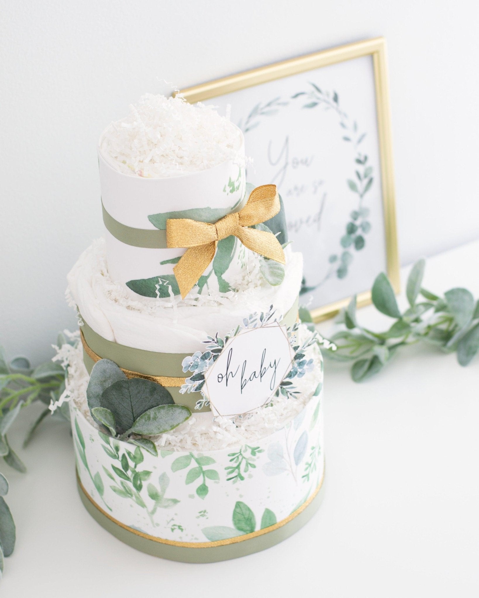 Greenery Diaper Cake - Baby Blossom Company