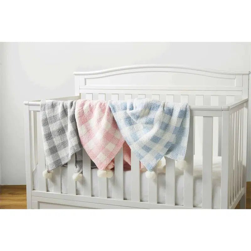 Grey Chenille Gingham Blanket - Baby Blossom Company