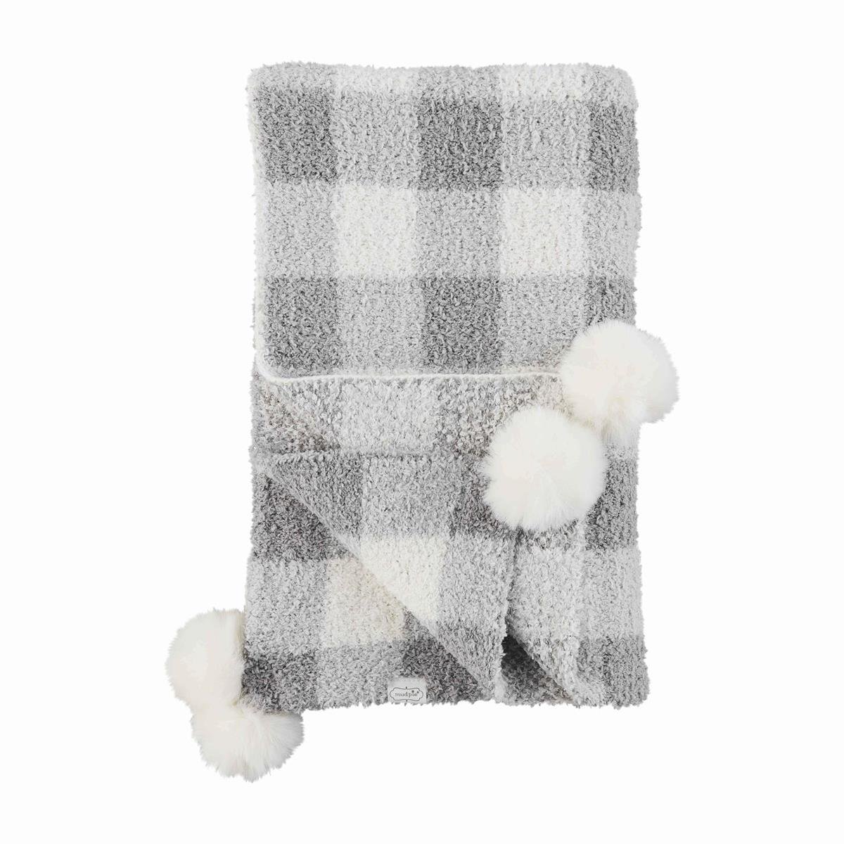 Grey Chenille Gingham Blanket - Baby Blossom Company