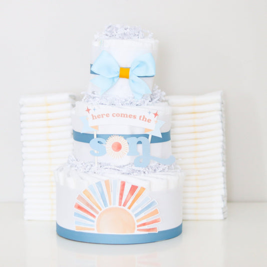 Here Comes the Son Diaper Cake - Baby Blossom Company