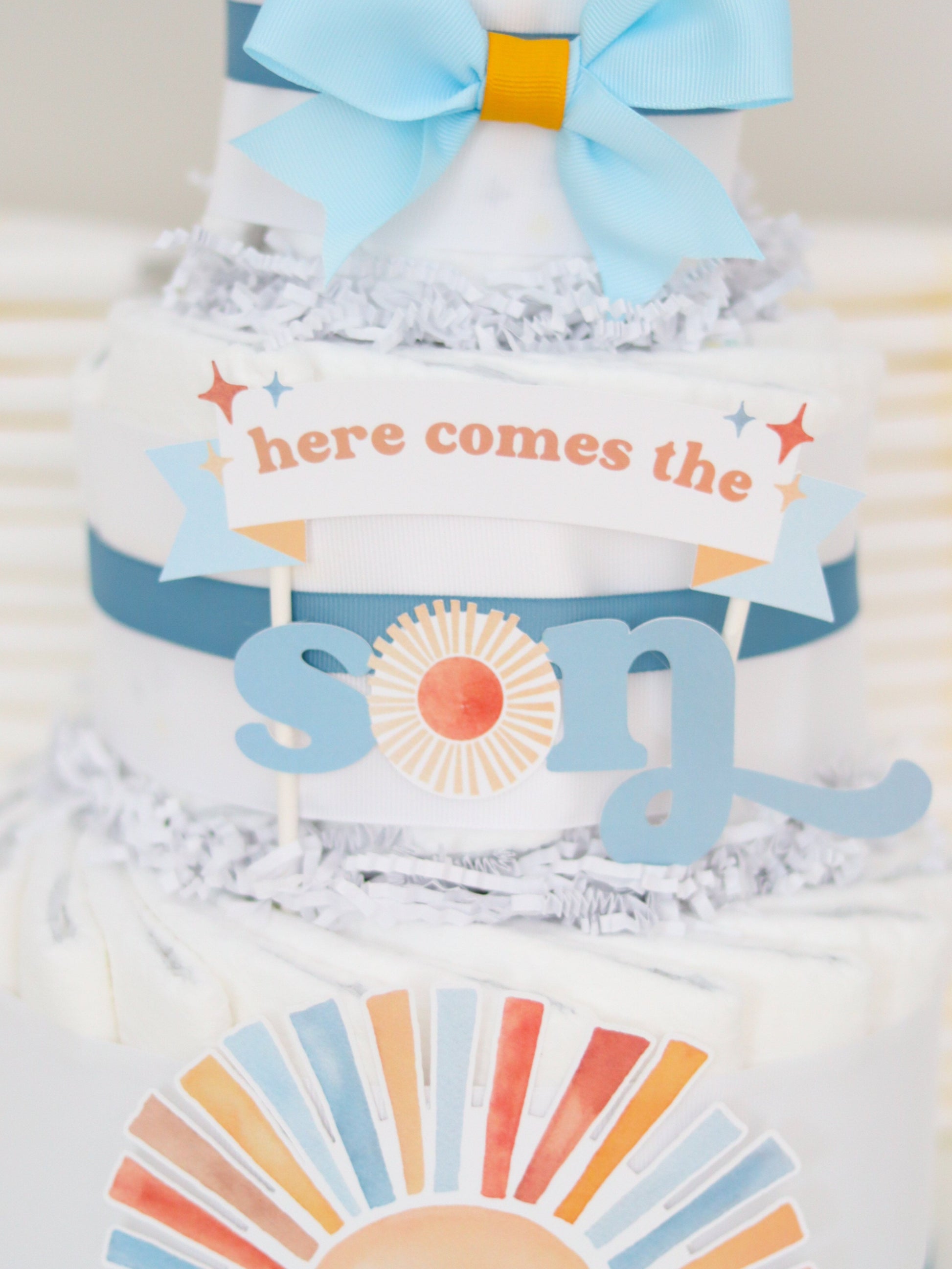 here comes the son sunshine diaper cake decorations