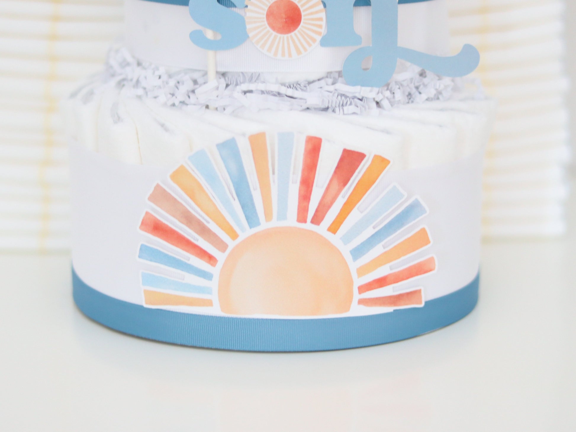 here comes the son sun diaper cake decoration