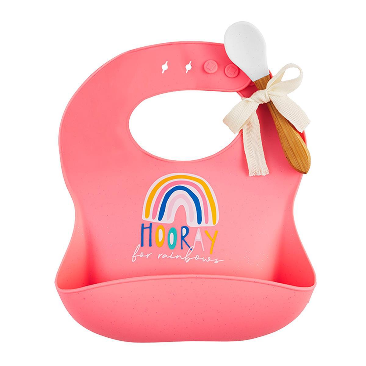 Horray Rainbow Silicone Bib & Spoon Set - Baby Blossom Company