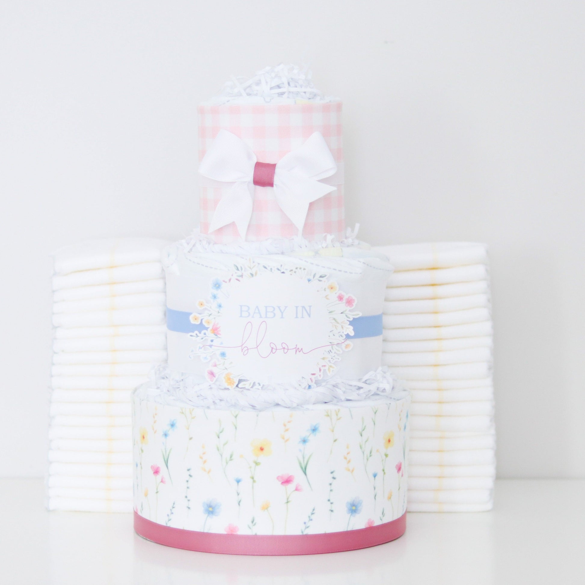 wildflower baby shower diaper cake pink