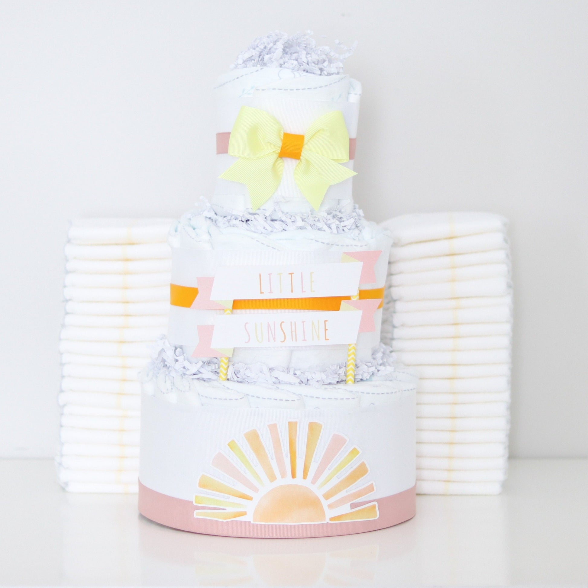 pink little sunshine diaper cake decoration