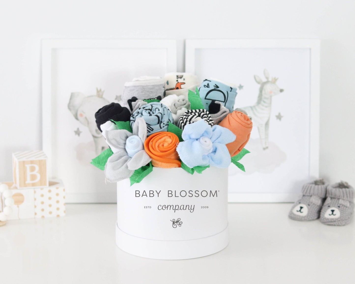 Jungle Buddies Baby Gift Box Bouquet Collection - Baby Blossom Company