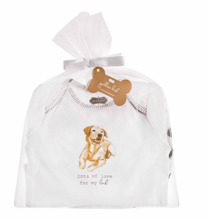 Lab Dog Bodysuit & Bib Set - Baby Blossom Company