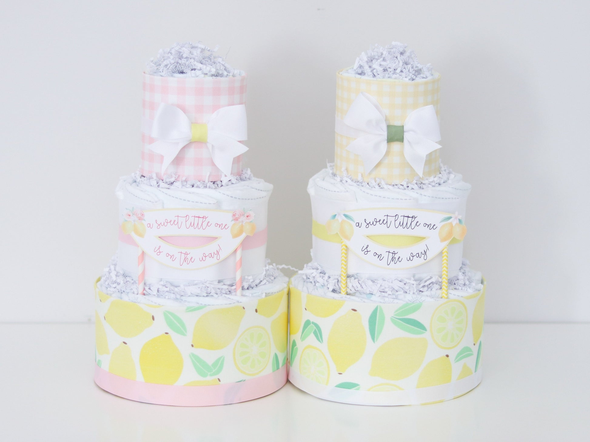 lemon theme baby shower diaper cake decorations