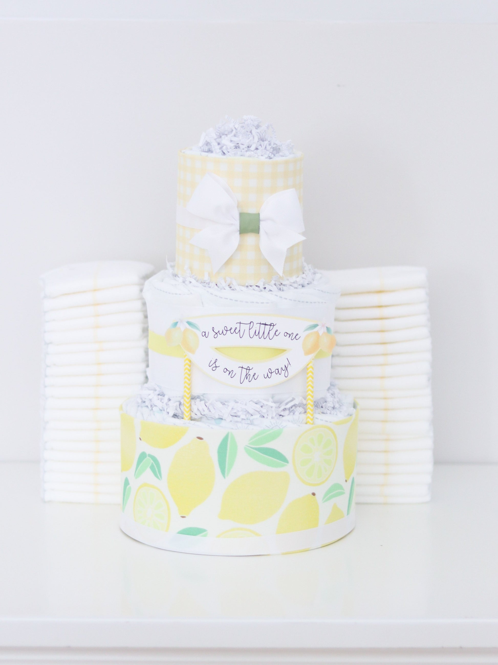 lemon baby shower diaper cake decoration