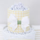 yellow gingham lemon theme diaper cake top with white bow