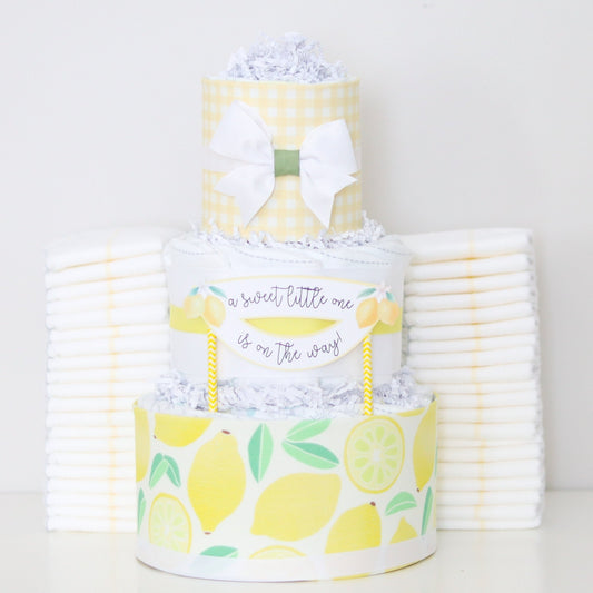 lemon baby shower diaper cake