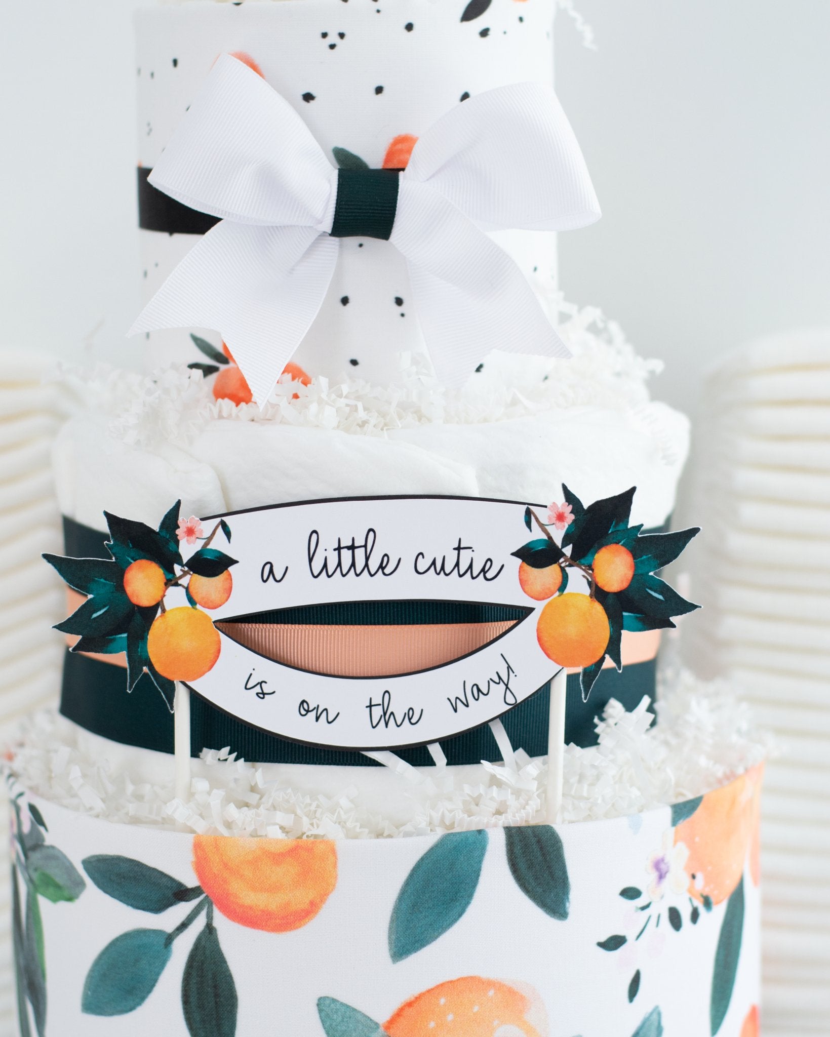 Little Clementine Diaper Cake - Baby Blossom Company