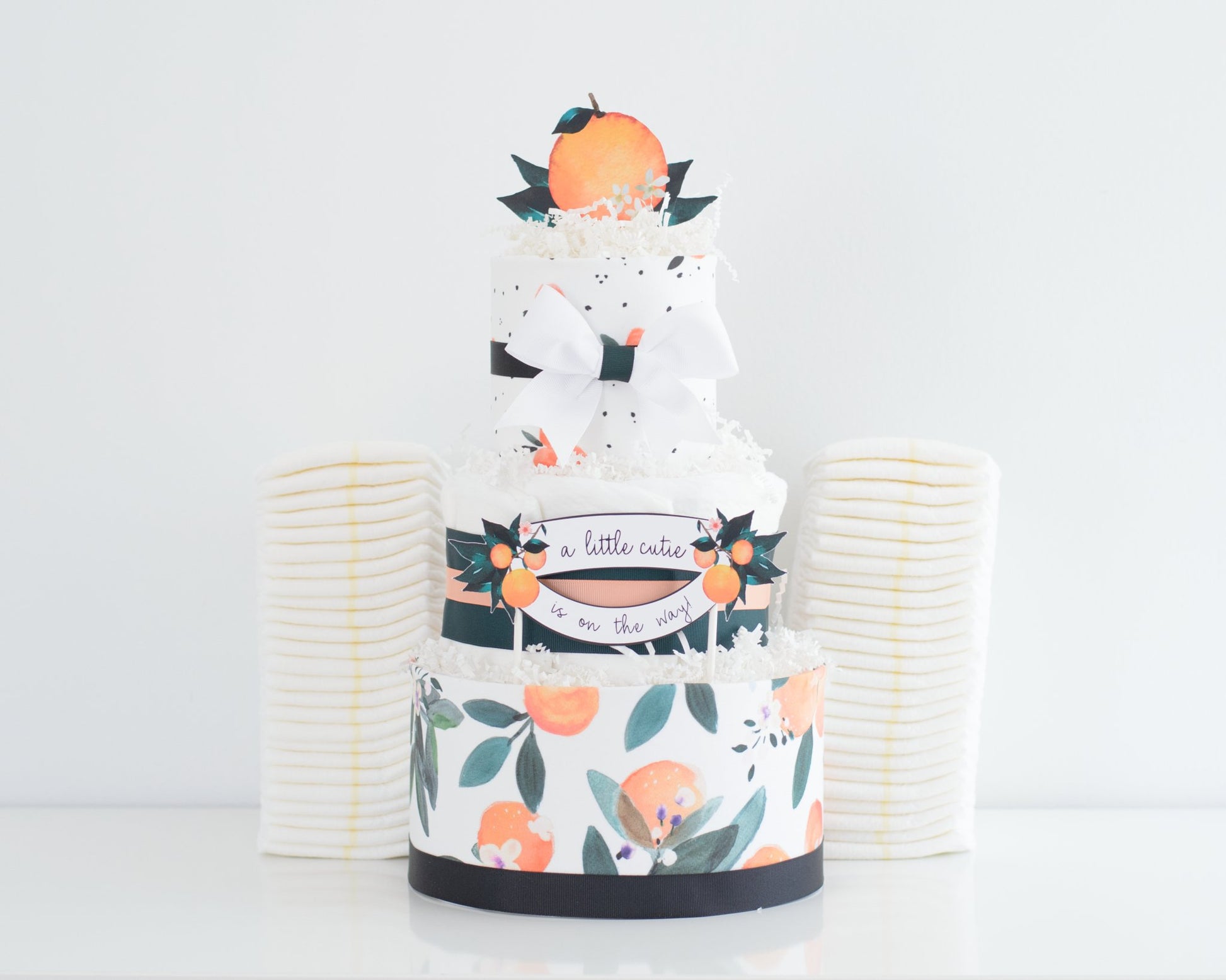 Little Clementine Diaper Cake - Baby Blossom Company