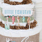 little fisherman diaper cake sign with fishing pole and fish