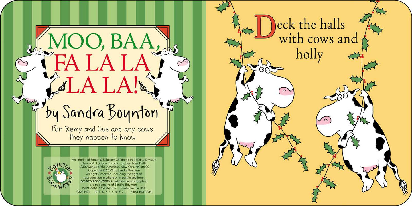 Moo, Baa, Fa La La La La! Board Book - Baby Blossom Company