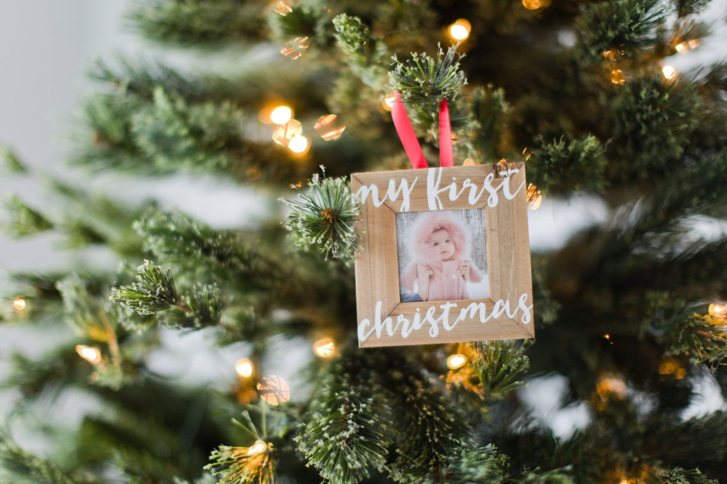 My First Christmas Holiday Wooden Picture Frame Ornament - Baby Blossom Company