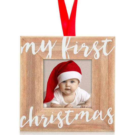 My First Christmas Holiday Wooden Picture Frame Ornament - Baby Blossom Company