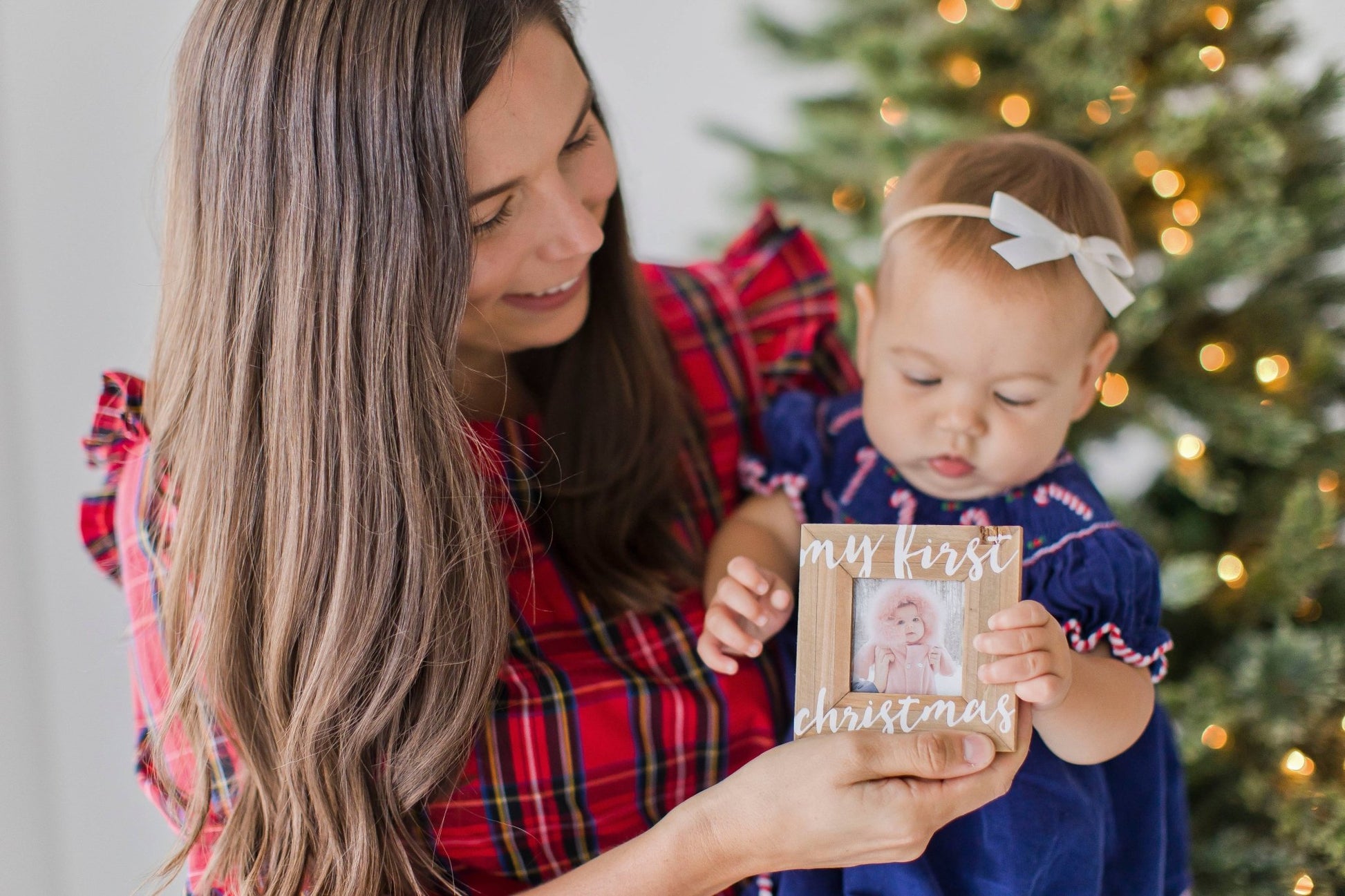 My First Christmas Holiday Wooden Picture Frame Ornament - Baby Blossom Company