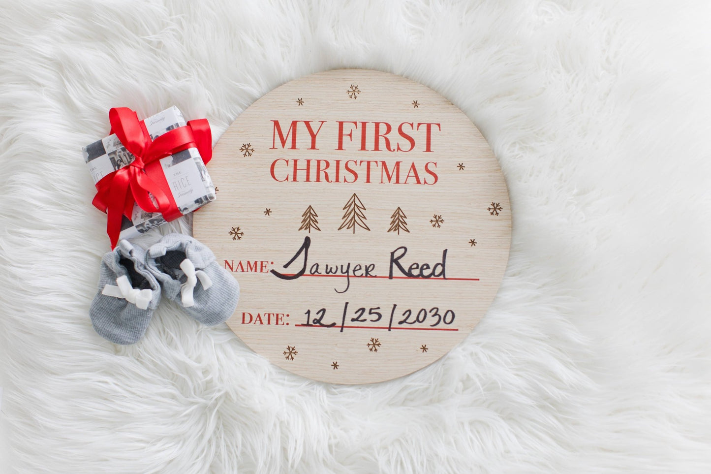 My First Christmas Wooden Holiday Photo Prop Sign - Baby Blossom Company