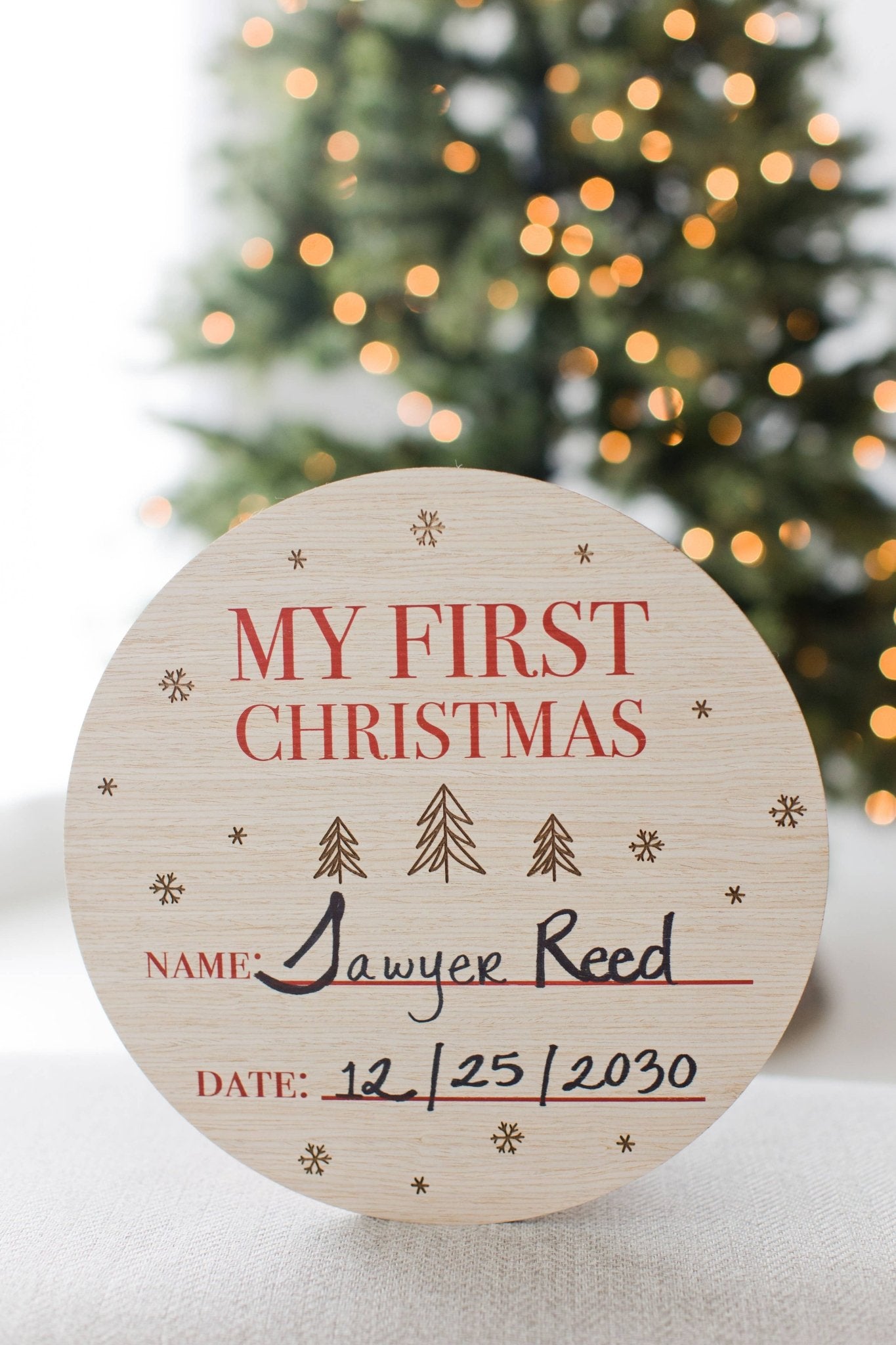 My First Christmas Wooden Holiday Photo Prop Sign - Baby Blossom Company