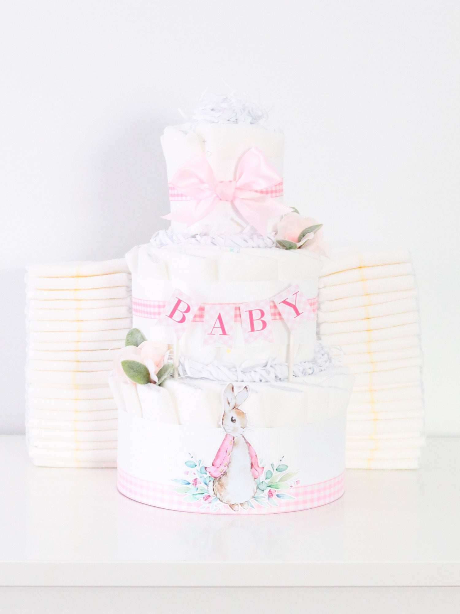 Peter Rabbit Diaper Cake - Pink - Baby Blossom Company