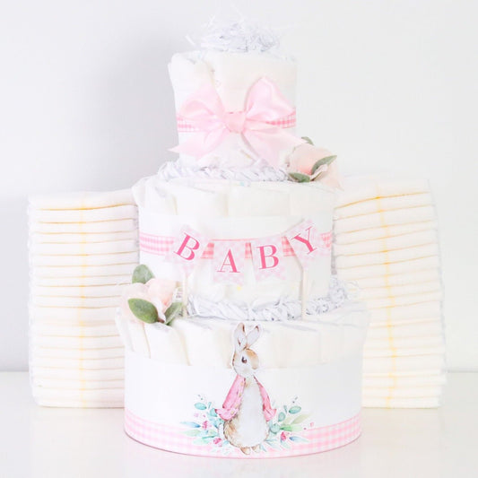 Peter Rabbit Diaper Cake - Pink - Baby Blossom Company