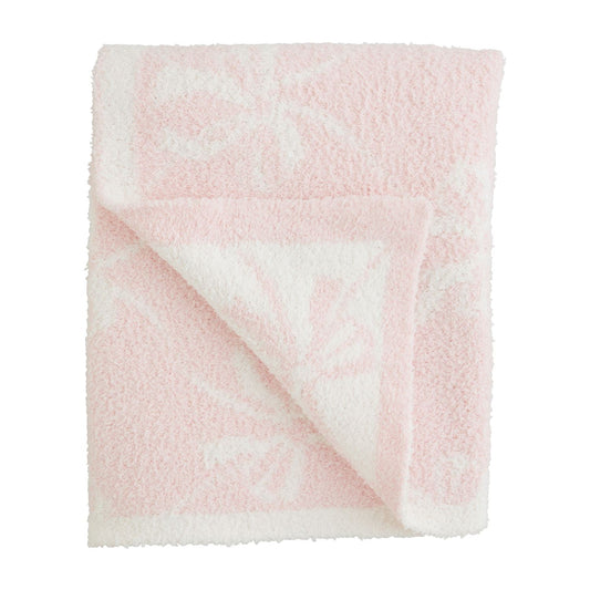 Pink Bow Chenille Blanket - Baby Blossom Company