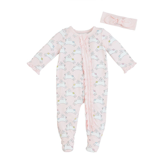 Pink Bunny Sleeper and Headband - Baby Blossom Company