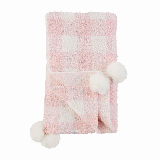 Pink Chenille Gingham Blanket - Baby Blossom Company