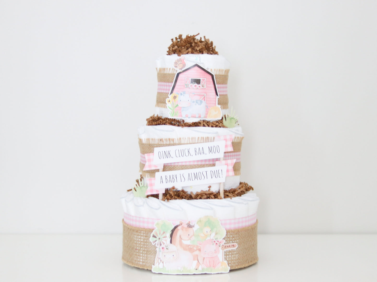 baby girl farm diaper cake baby shower decoration