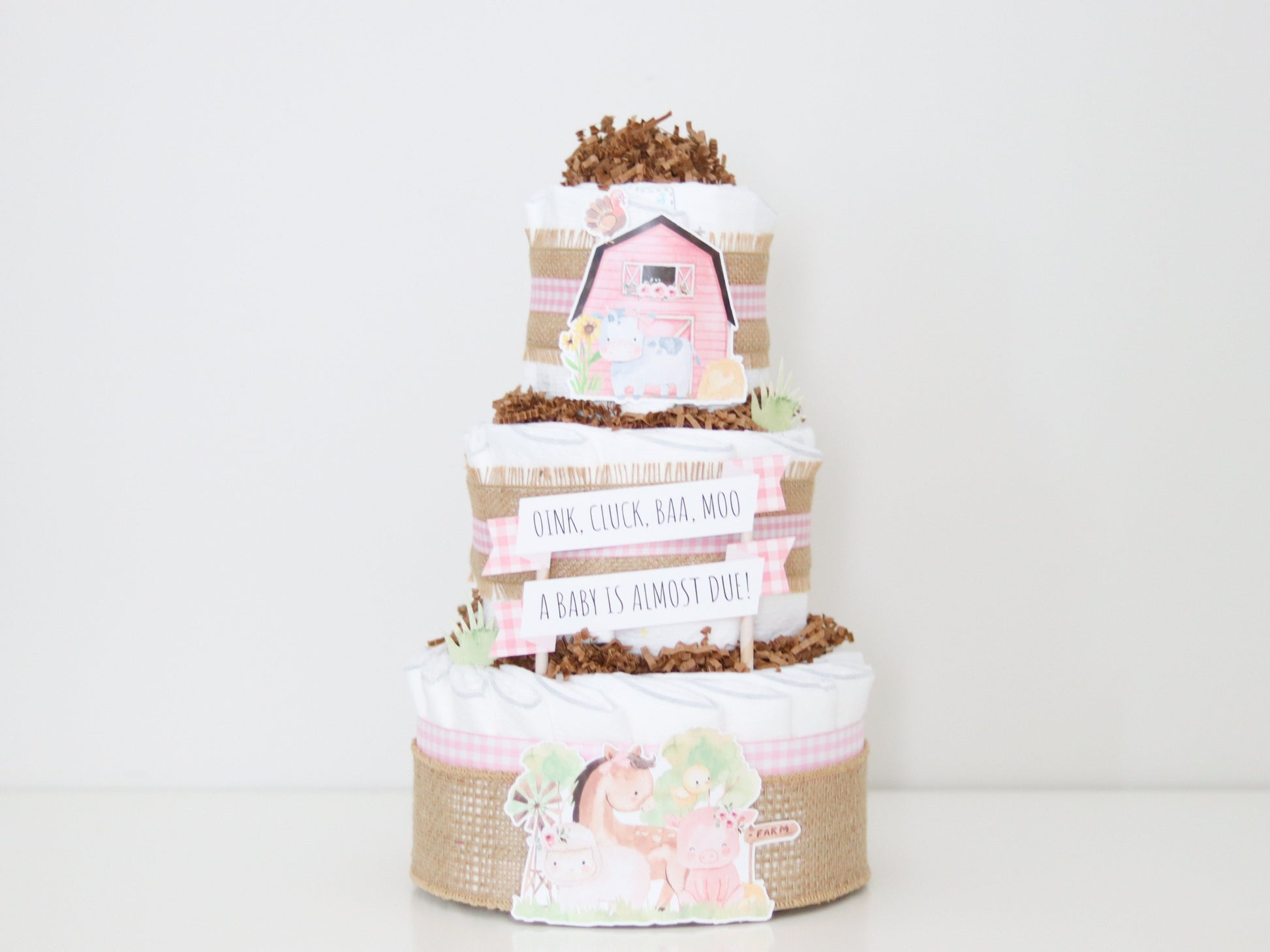 baby girl farm diaper cake baby shower decoration