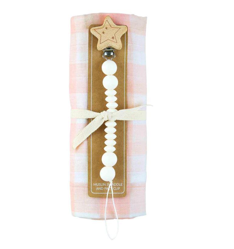 Pink Gingham Swaddle Gift Set - Baby Blossom Company