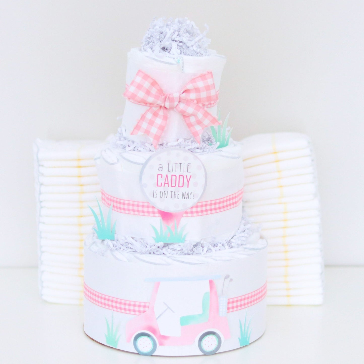 Pink Golf Diaper Cake - Baby Blossom Company