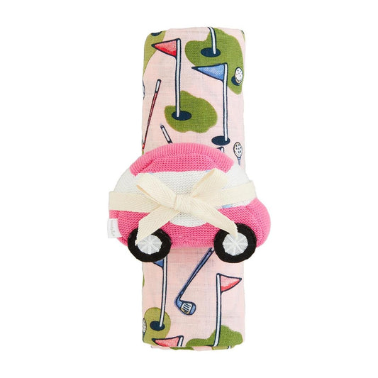 Pink Golf Swaddle and Rattle - Baby Blossom Company